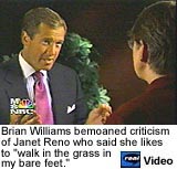 NBC's Brian Williams interviewing Janet Reno