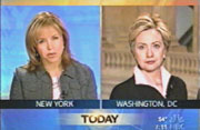 Katie Couric interviewing Sen. Hillary Clinton