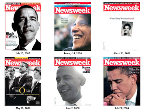 Above the images of the six Newsweek covers